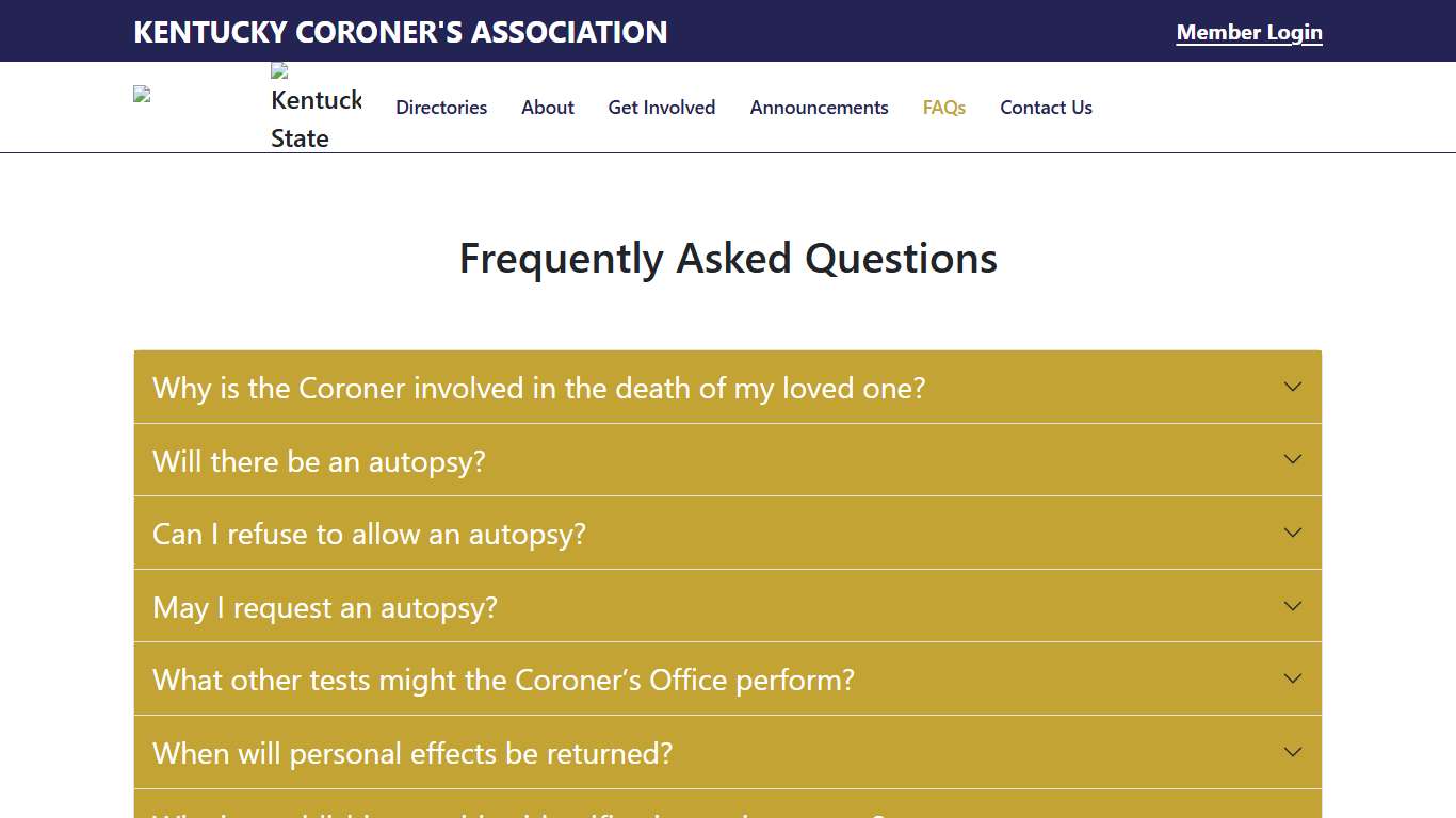 Frequently Asked Questions - Kentucky Coroner's Association