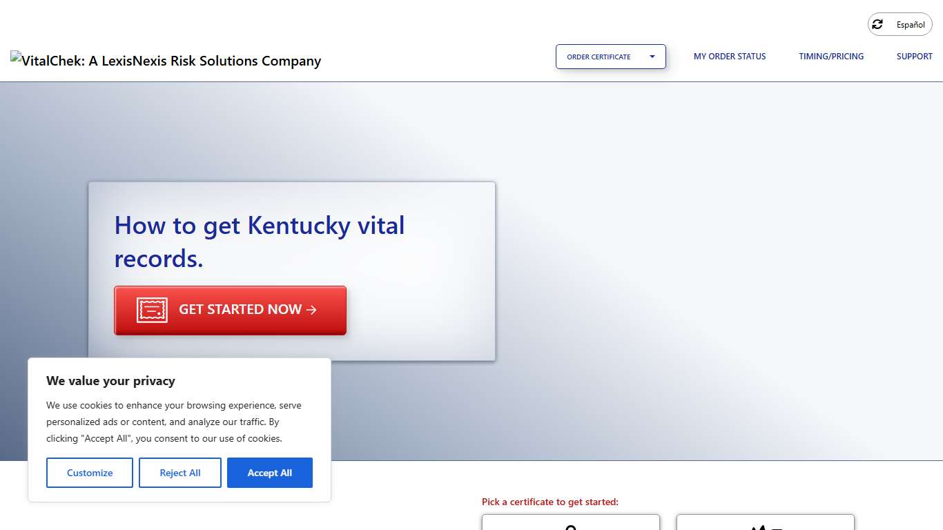 Kentucky (KY) Vital Records State Certificates - VitalChek